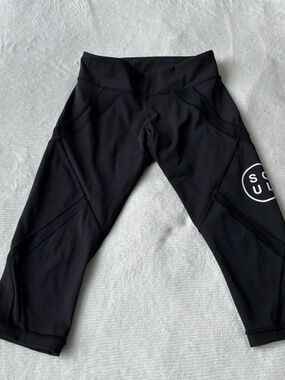 Lululemon x SoulCycle cropped mesh Leggings Black Capri Size 4